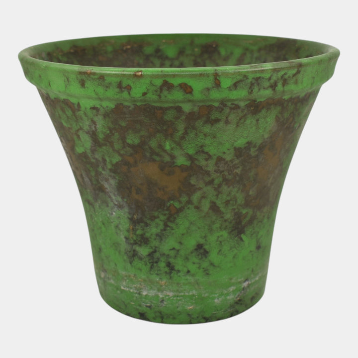 Weller Coppertone 1920s Vintage Arts and Crafts Pottery Green Flower Pot Planter - Just Art Pottery