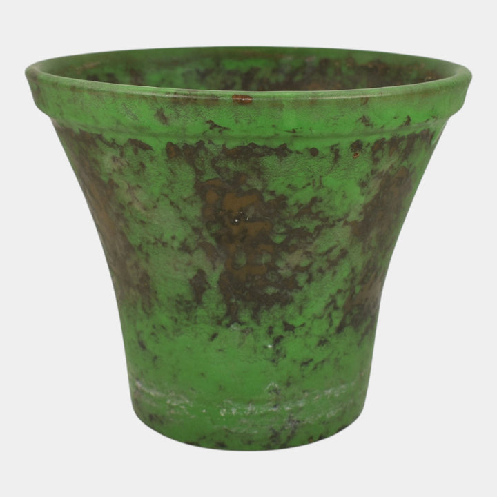 Weller Coppertone 1920s Vintage Arts and Crafts Pottery Green Flower Pot Planter - Just Art Pottery