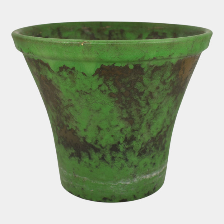 Weller Coppertone 1920s Vintage Arts and Crafts Pottery Green Flower Pot Planter - Just Art Pottery