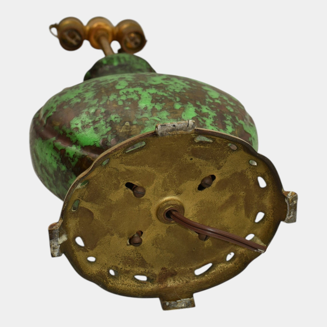 Weller Coppertone 1920s Vintage Art Pottery Matte Green Ceramic Factory Lamp