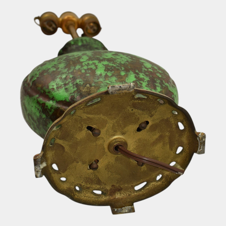 Weller Coppertone 1920s Vintage Art Pottery Matte Green Ceramic Factory Lamp