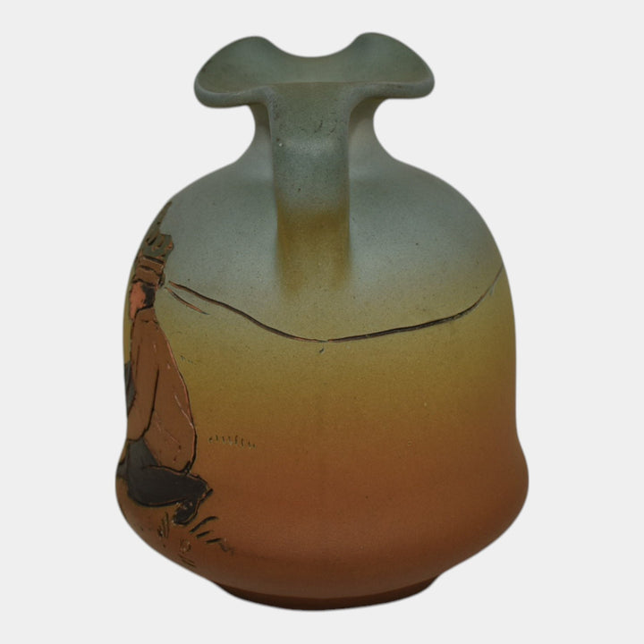 Weller Dickens Ware 1900s Vintage Art Pottery Hunt Scene Dog Pitcher 234