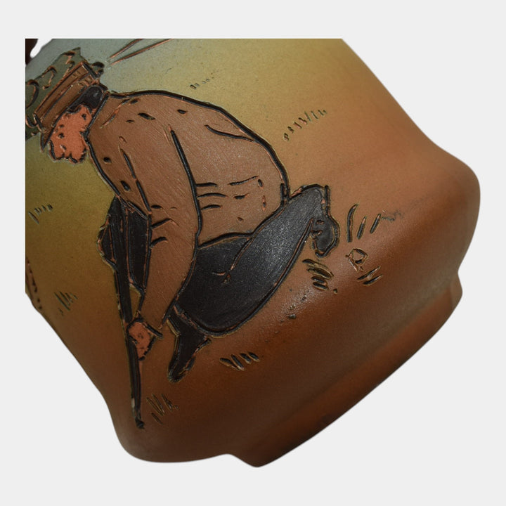 Weller Dickens Ware 1900s Vintage Art Pottery Hunt Scene Dog Pitcher 234