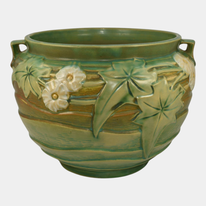 Roseville Luffa Green 1934 Vintage Art Deco Pottery Jardiniere Planter 631-8 - Just Art Pottery