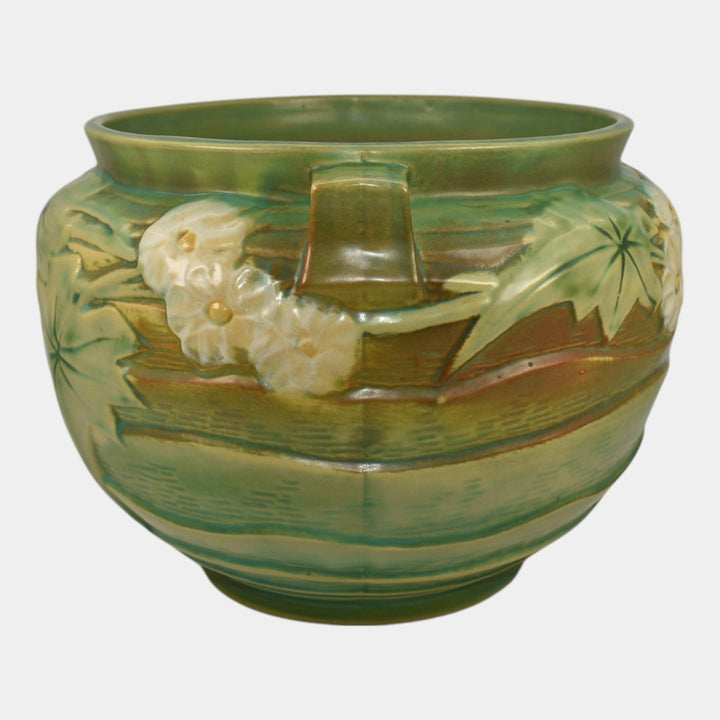 Roseville Luffa Green 1934 Vintage Art Deco Pottery Jardiniere Planter 631-8 - Just Art Pottery