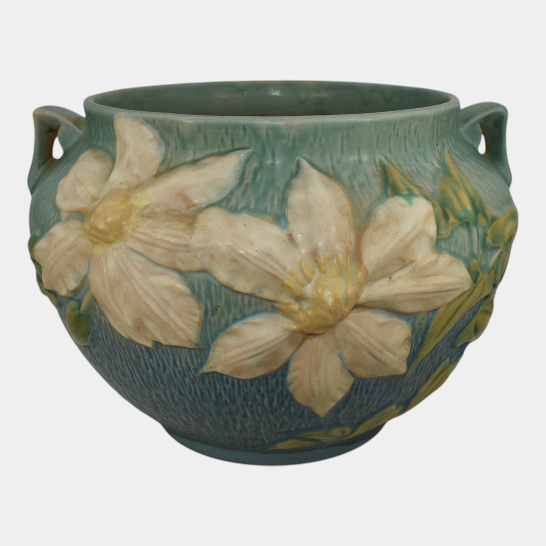 Roseville Clematis Blue 1944 Vintage Art Pottery Jardiniere Planter 667-8