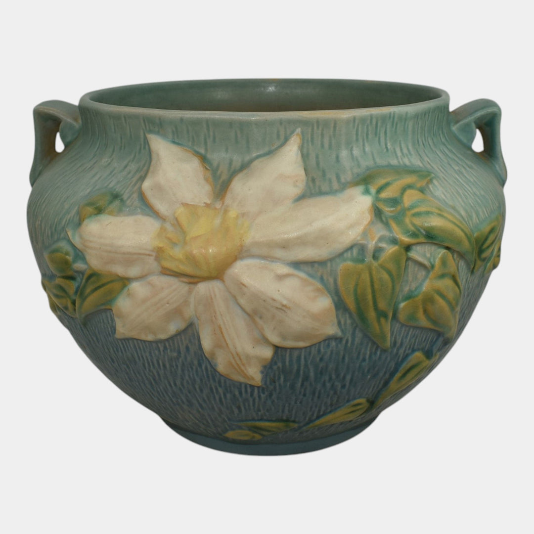 Roseville Clematis Blue 1944 Vintage Art Pottery Jardiniere Planter 667-8