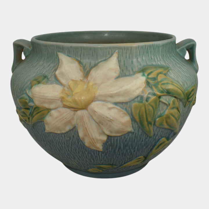 Roseville Clematis Blue 1944 Vintage Art Pottery Jardiniere Planter 667-8