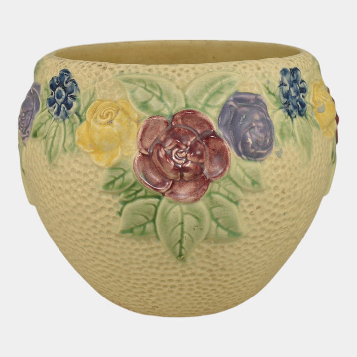 Roseville Rozane 1917 Art Pottery Ivory Floral Ceramic Jardiniere Planter 588-8