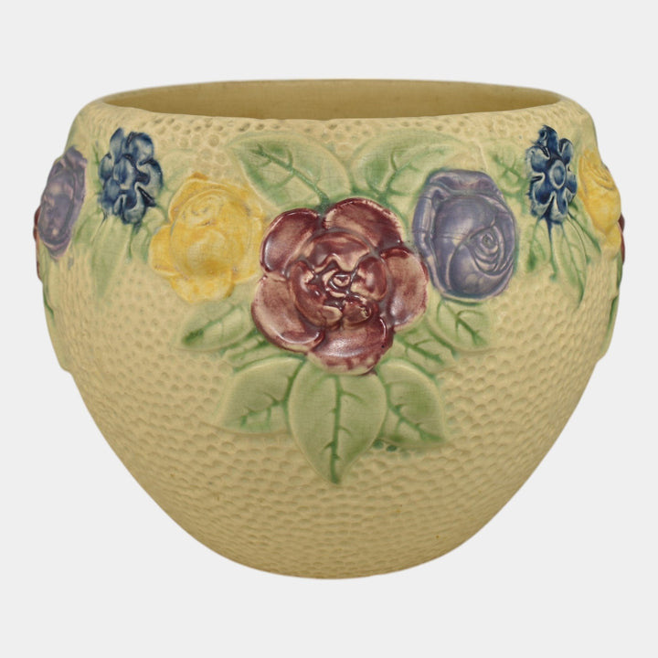 Roseville Rozane 1917 Art Pottery Ivory Floral Ceramic Jardiniere Planter 588-8