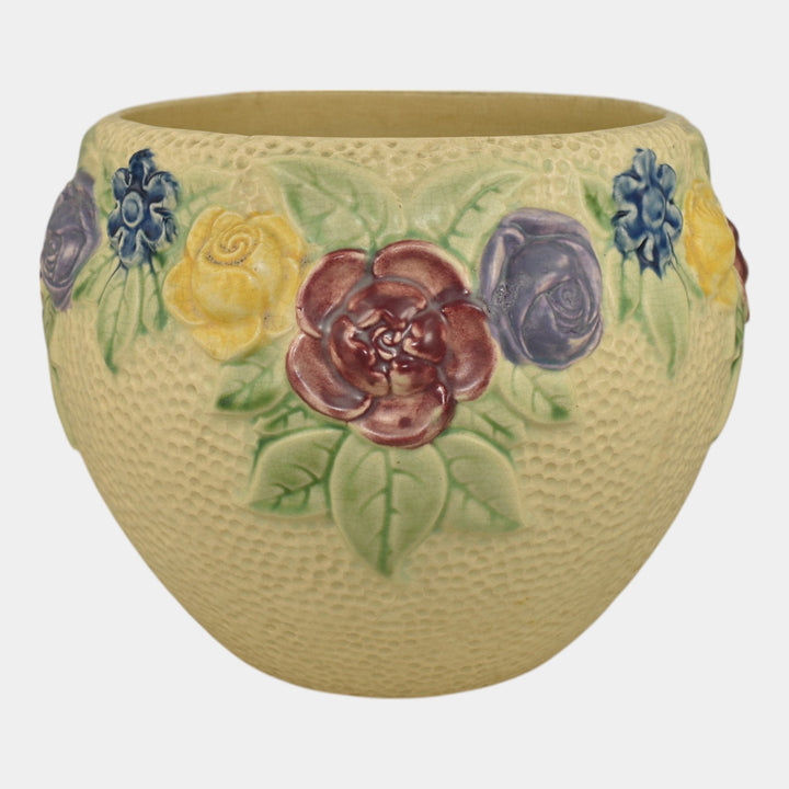 Roseville Rozane 1917 Art Pottery Ivory Floral Ceramic Jardiniere Planter 588-8
