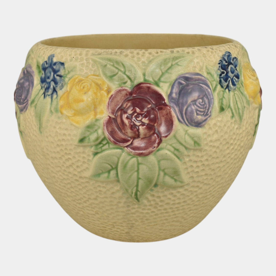 Roseville Rozane 1917 Art Pottery Ivory Floral Ceramic Jardiniere Planter 588-8