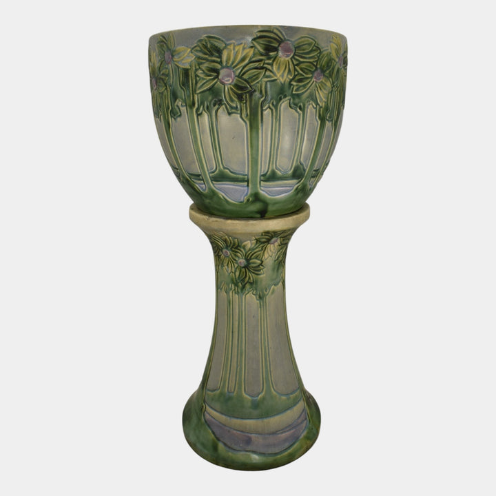 Roseville Vista 1920 Vintage Art Pottery Ceramic Jardiniere And Pedestal 589-10