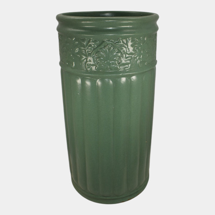 Zanesville Stoneware 1912 Arts And Craft Pottery Matte Green Umbrella Stand
