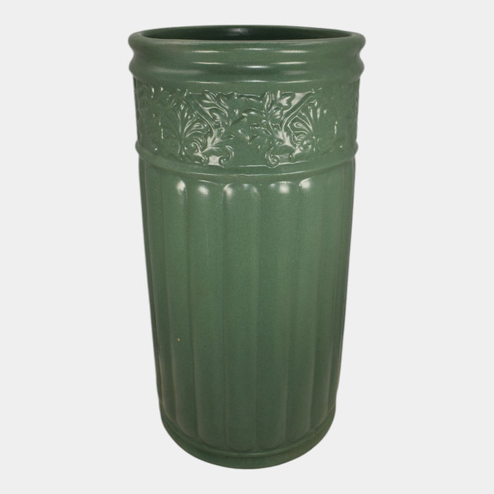 Zanesville Stoneware 1912 Arts And Craft Pottery Matte Green Umbrella Stand