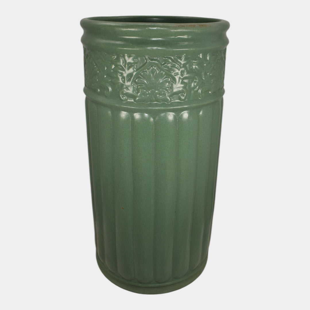 Zanesville Stoneware 1912 Arts And Craft Pottery Matte Green Umbrella Stand