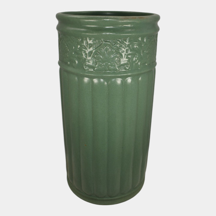 Zanesville Stoneware 1912 Arts And Craft Pottery Matte Green Umbrella Stand