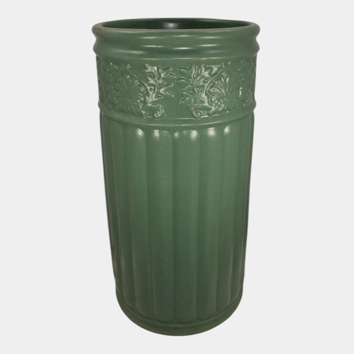 Zanesville Stoneware 1912 Arts And Craft Pottery Matte Green Umbrella Stand