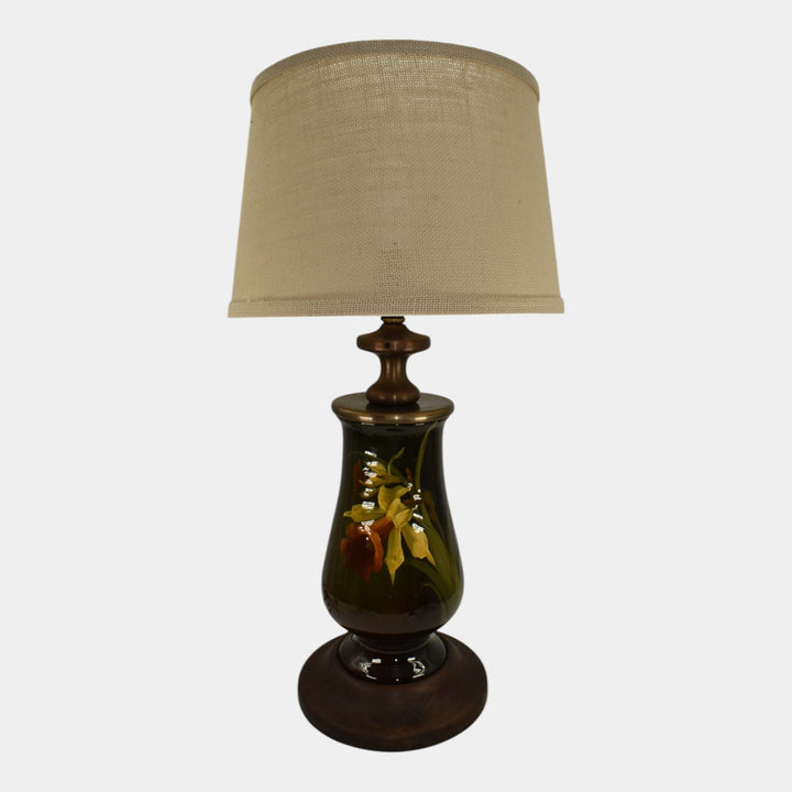 Roseville Rozane 1900s Art Pottery Standard Glaze Ceramic Daffodil Lamp