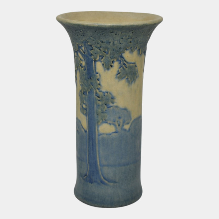 Newcomb College 1917 Vintage Arts and Crafts Pottery Blue Scenic Vase Irvine