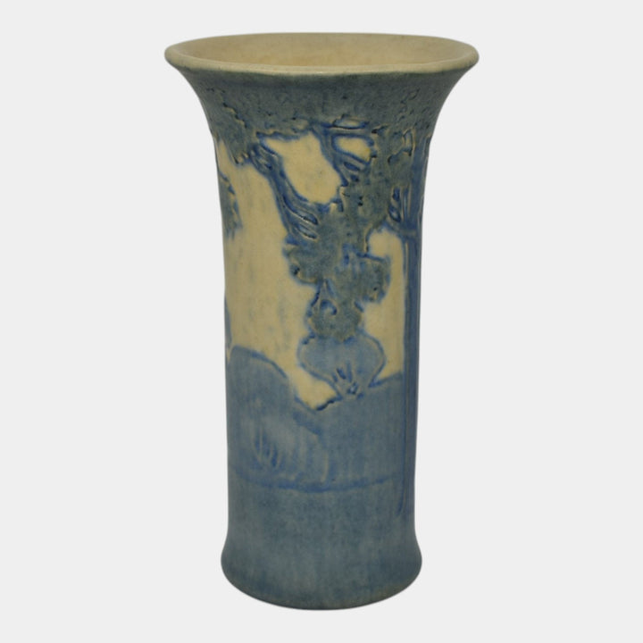 Newcomb College 1917 Vintage Arts and Crafts Pottery Blue Scenic Vase Irvine