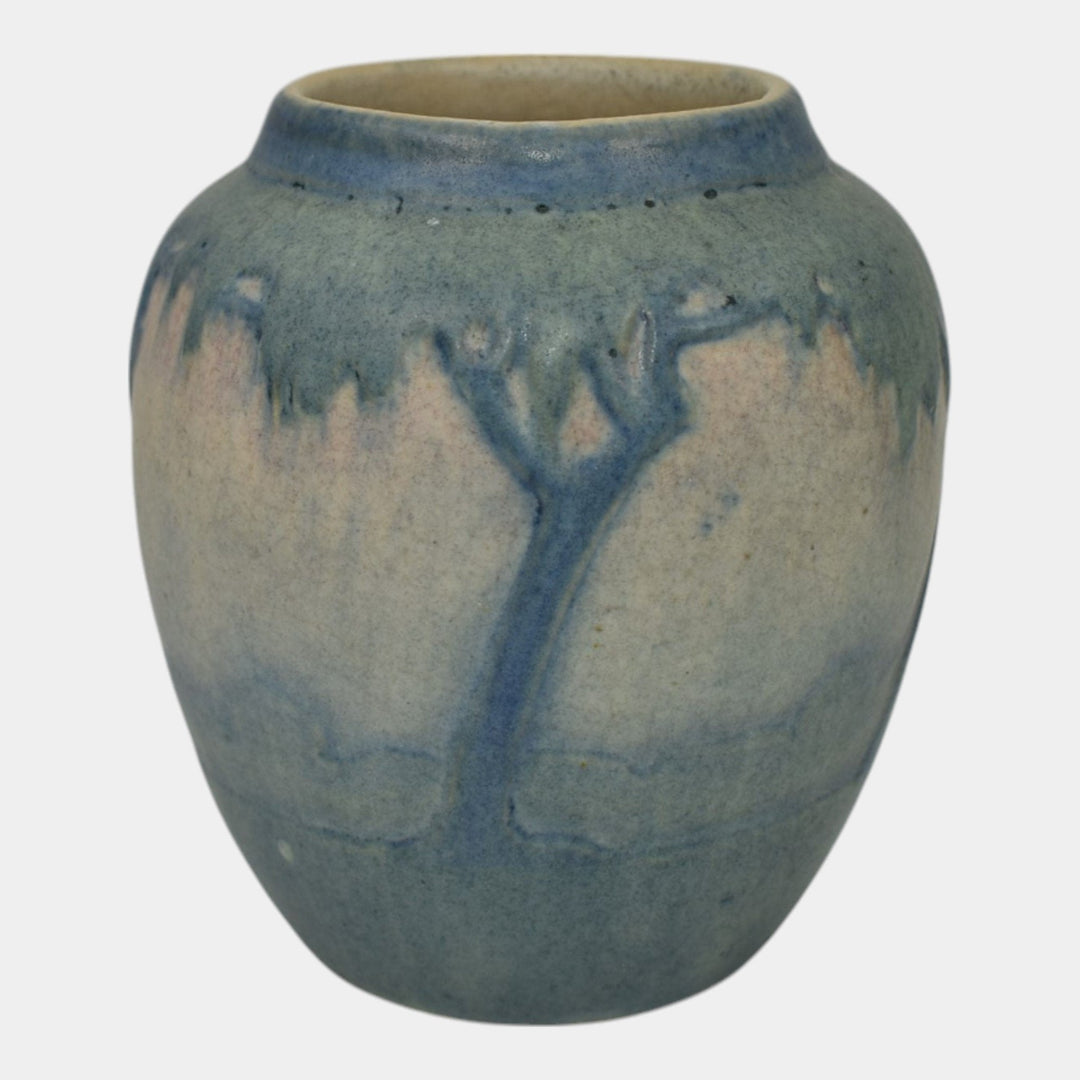 Newcomb College 1916 Vintage Art Pottery Blue Scenic Vase 239 Irvine