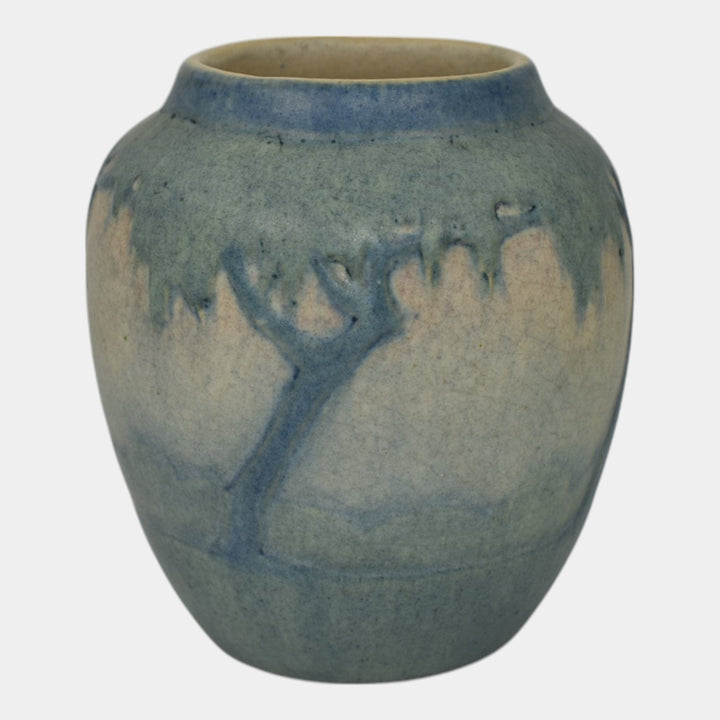 Newcomb College 1916 Vintage Art Pottery Blue Scenic Vase 239 Irvine