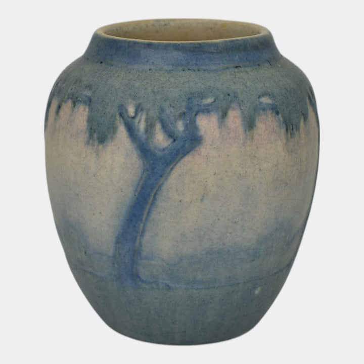 Newcomb College 1916 Vintage Art Pottery Blue Scenic Vase 239 Irvine