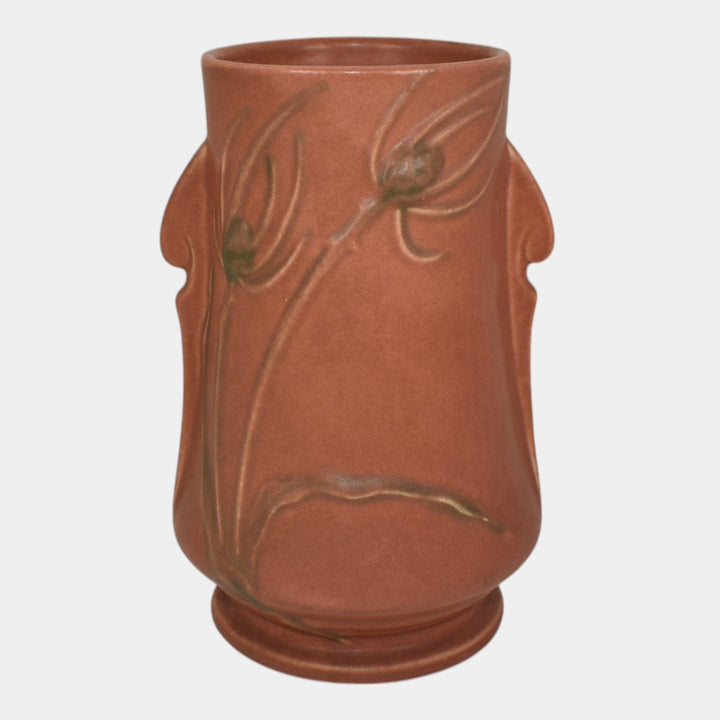 Roseville Teasel Red 1938 Vintage Art Deco Pottery Ceramic Vase 883-7