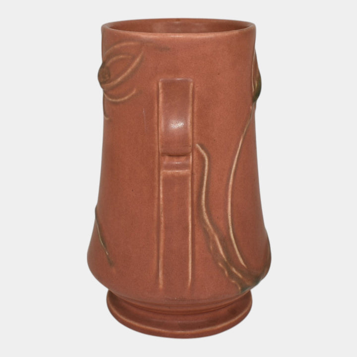Roseville Teasel Red 1938 Vintage Art Deco Pottery Ceramic Vase 883-7