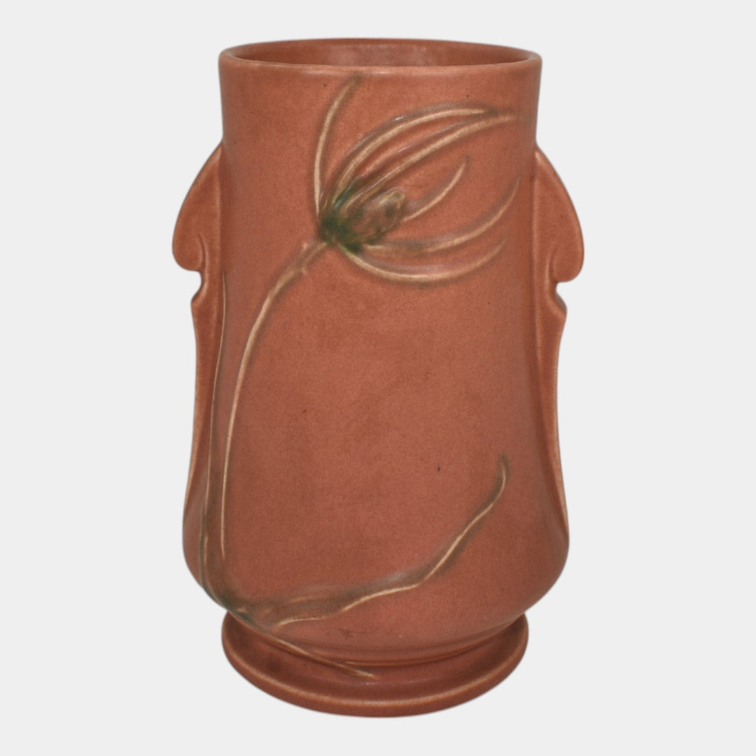 Roseville Teasel Red 1938 Vintage Art Deco Pottery Ceramic Vase 883-7