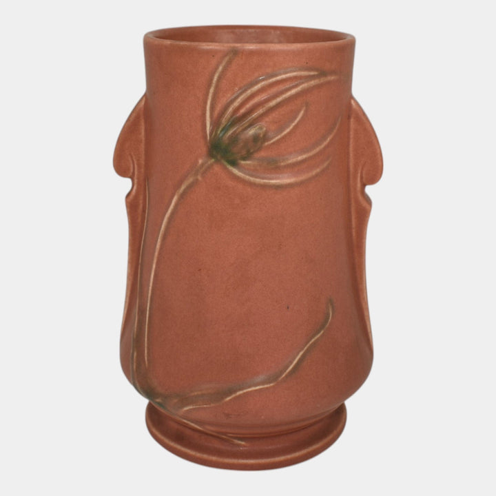 Roseville Teasel Red 1938 Vintage Art Deco Pottery Ceramic Vase 883-7