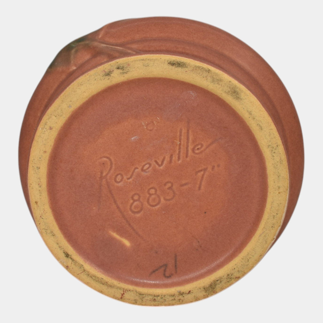 Roseville Teasel Red 1938 Vintage Art Deco Pottery Ceramic Vase 883-7