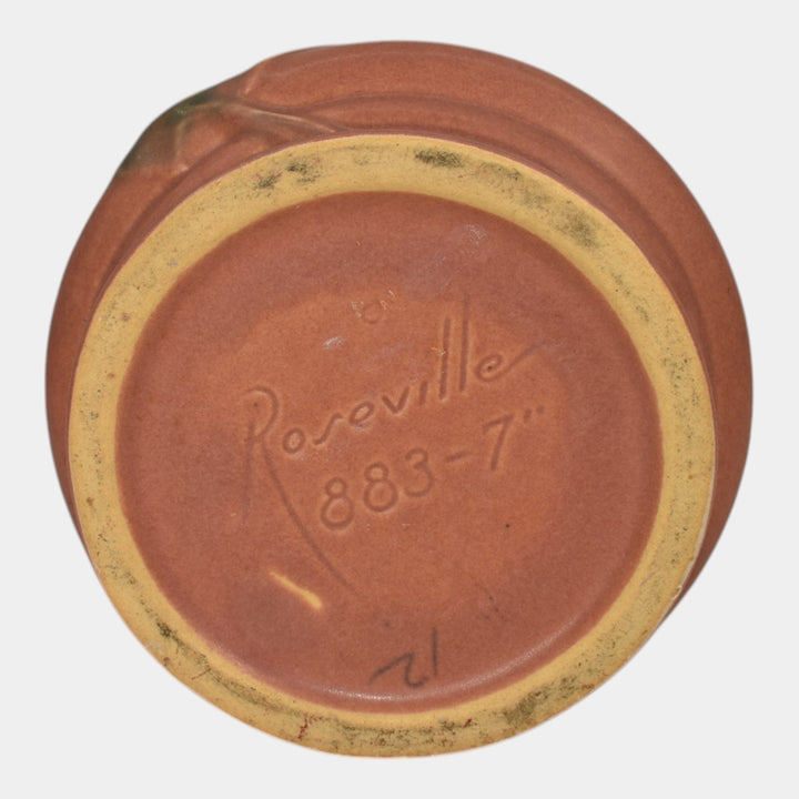 Roseville Teasel Red 1938 Vintage Art Deco Pottery Ceramic Vase 883-7