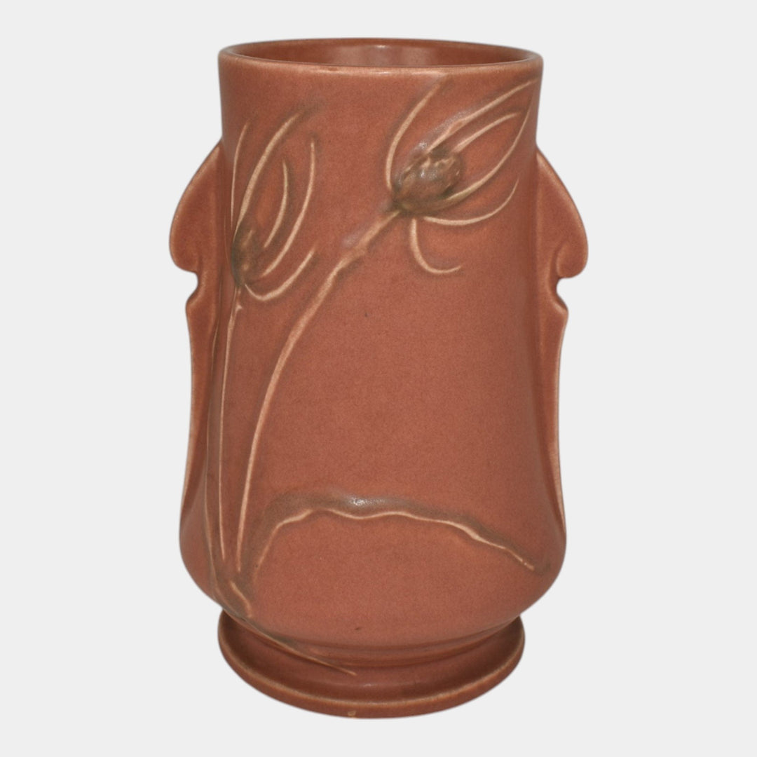 Roseville Teasel Red 1938 Vintage Art Deco Pottery Ceramic Vase 883-7