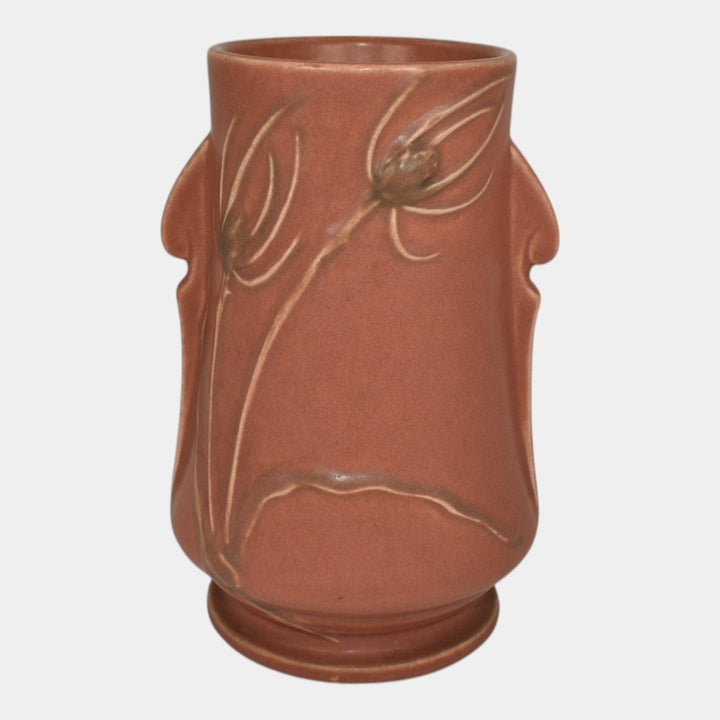 Roseville Teasel Red 1938 Vintage Art Deco Pottery Ceramic Vase 883-7