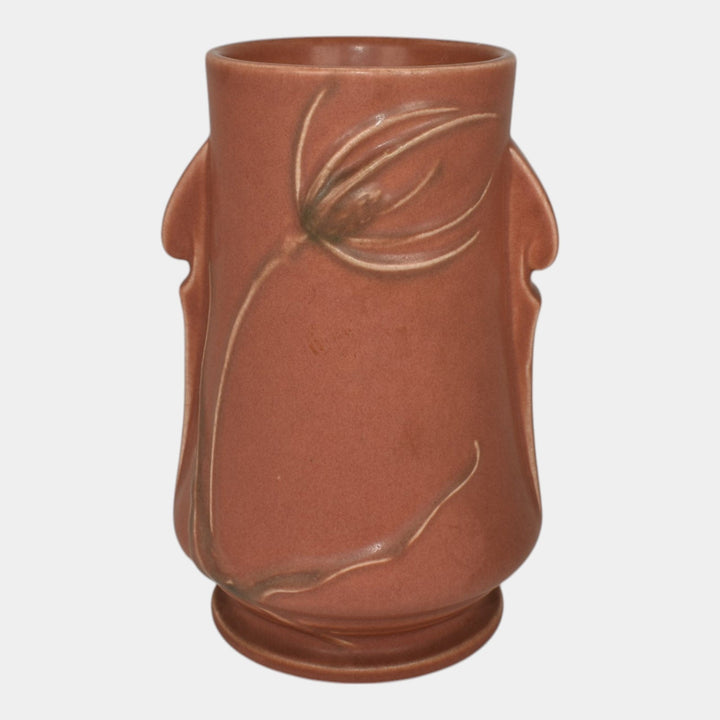 Roseville Teasel Red 1938 Vintage Art Deco Pottery Ceramic Vase 883-7