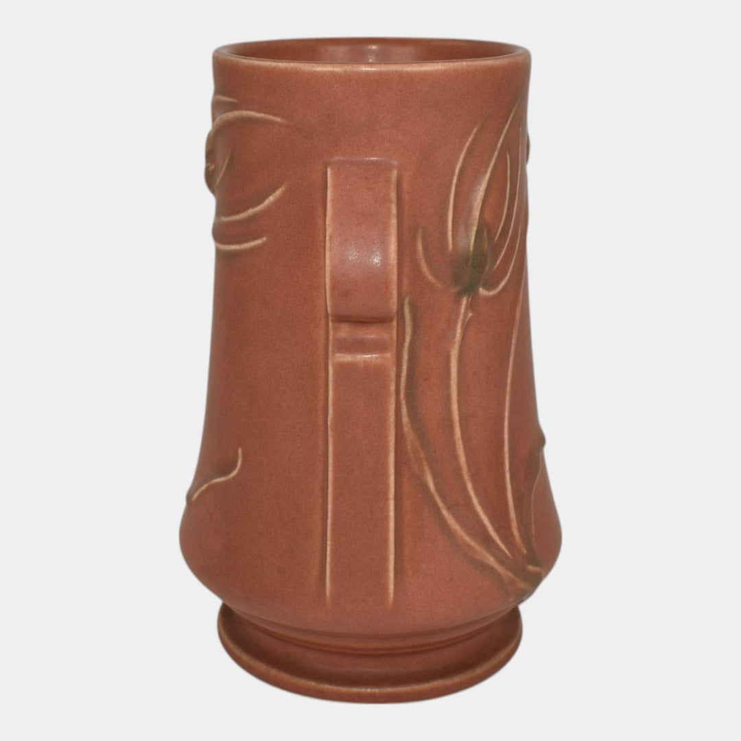 Roseville Teasel Red 1938 Vintage Art Deco Pottery Ceramic Vase 883-7