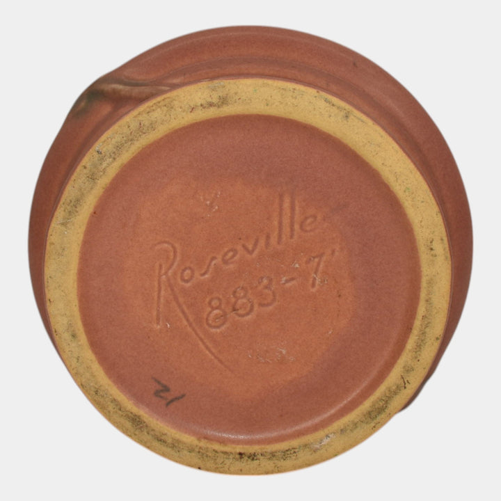 Roseville Teasel Red 1938 Vintage Art Deco Pottery Ceramic Vase 883-7