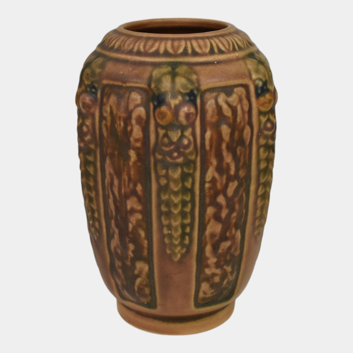 Roseville Florentine I Brown 1924 Art Pottery Ceramic Vase 229-6