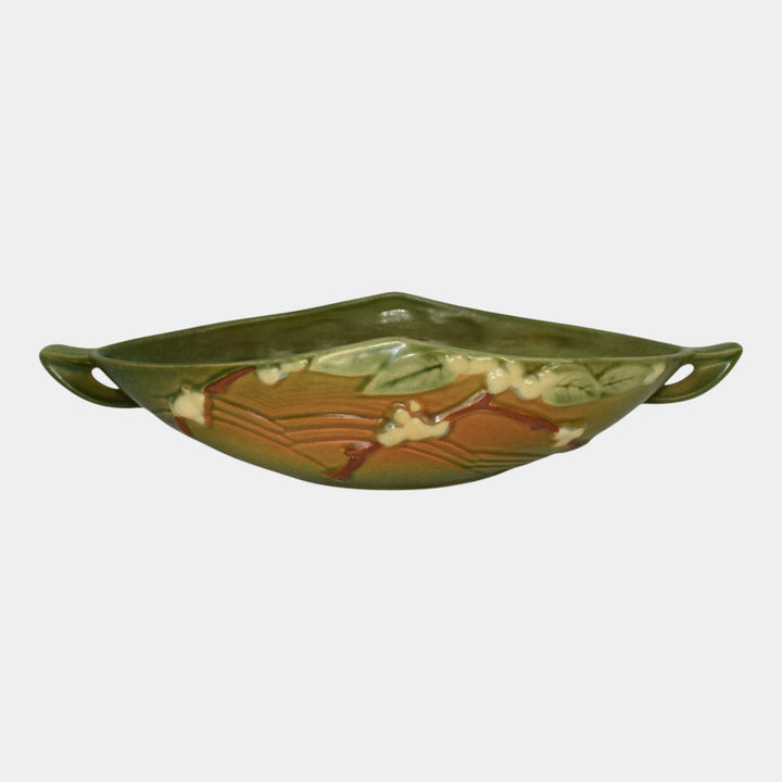 Roseville Snowberry Green 1947 Vintage Art Pottery Console Bowl 1BL1-10