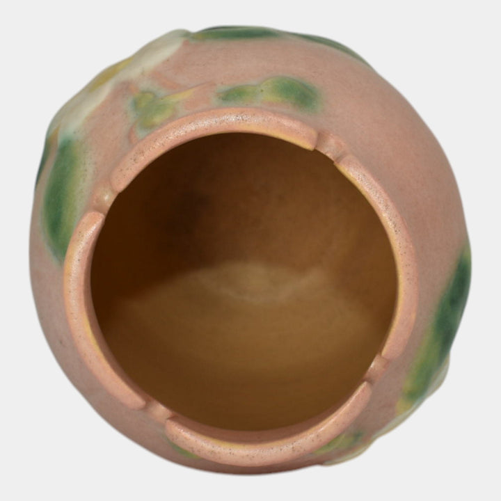 Roseville White Rose Pink 1940 Vintage Art Pottery Ceramic Flower Vase 978-4