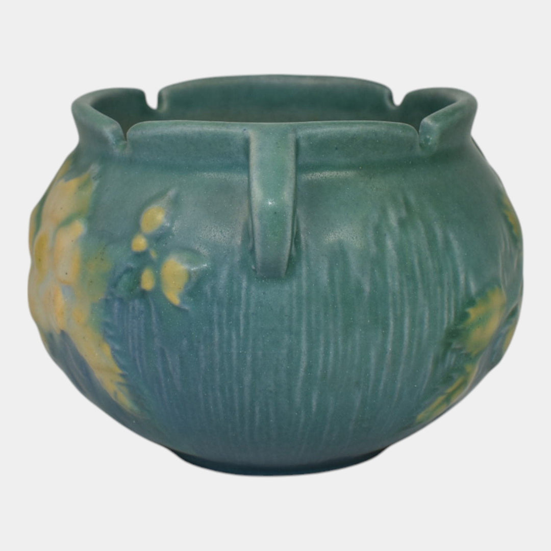 Roseville White Rose Blue 1940 Vintage Pottery Ceramic Jardiniere Planter 653-3 - Just Art Pottery