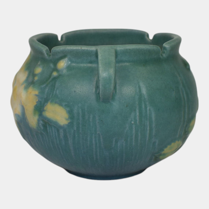 Roseville White Rose Blue 1940 Vintage Pottery Ceramic Jardiniere Planter 653-3 - Just Art Pottery
