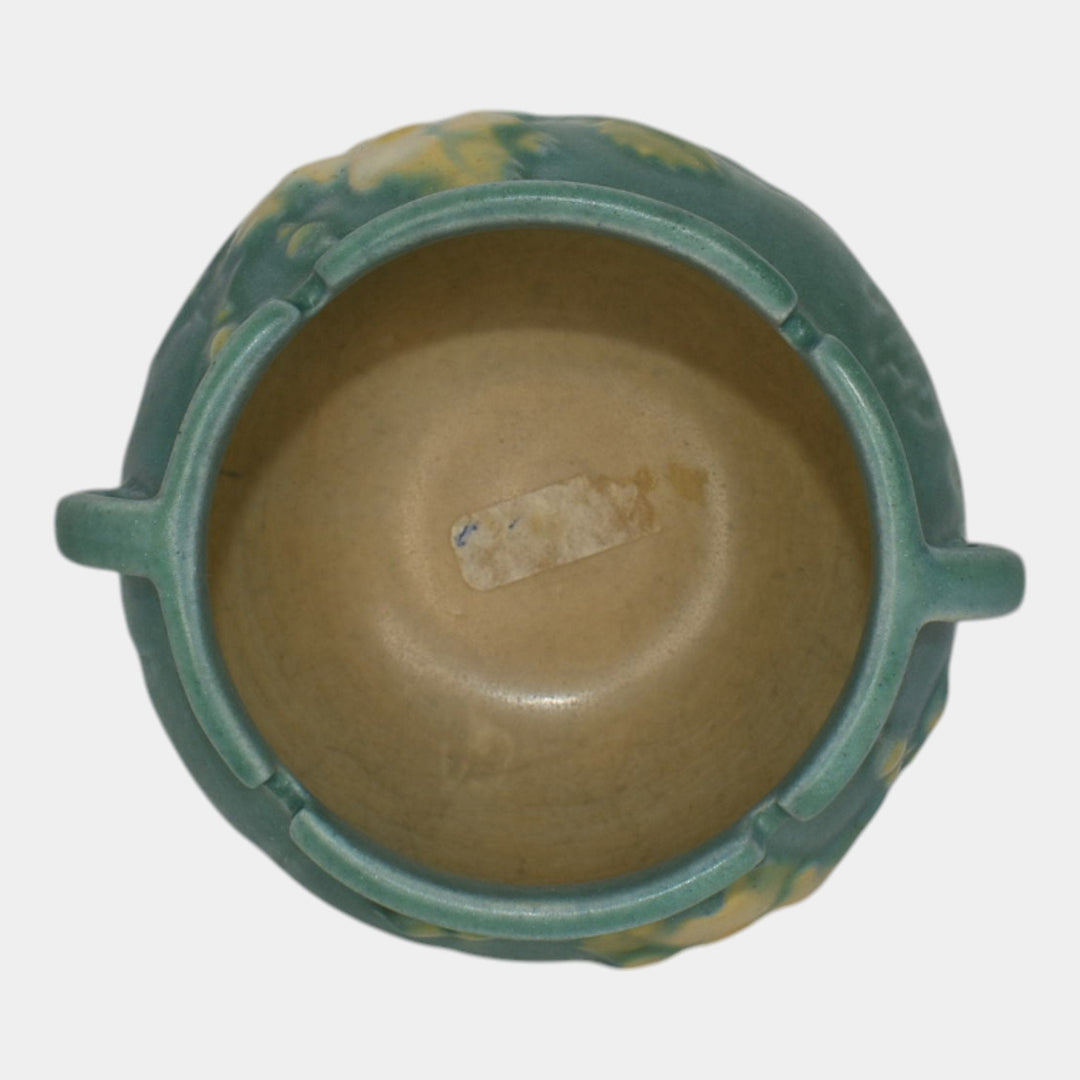 Roseville White Rose Blue 1940 Vintage Pottery Ceramic Jardiniere Planter 653-3 - Just Art Pottery