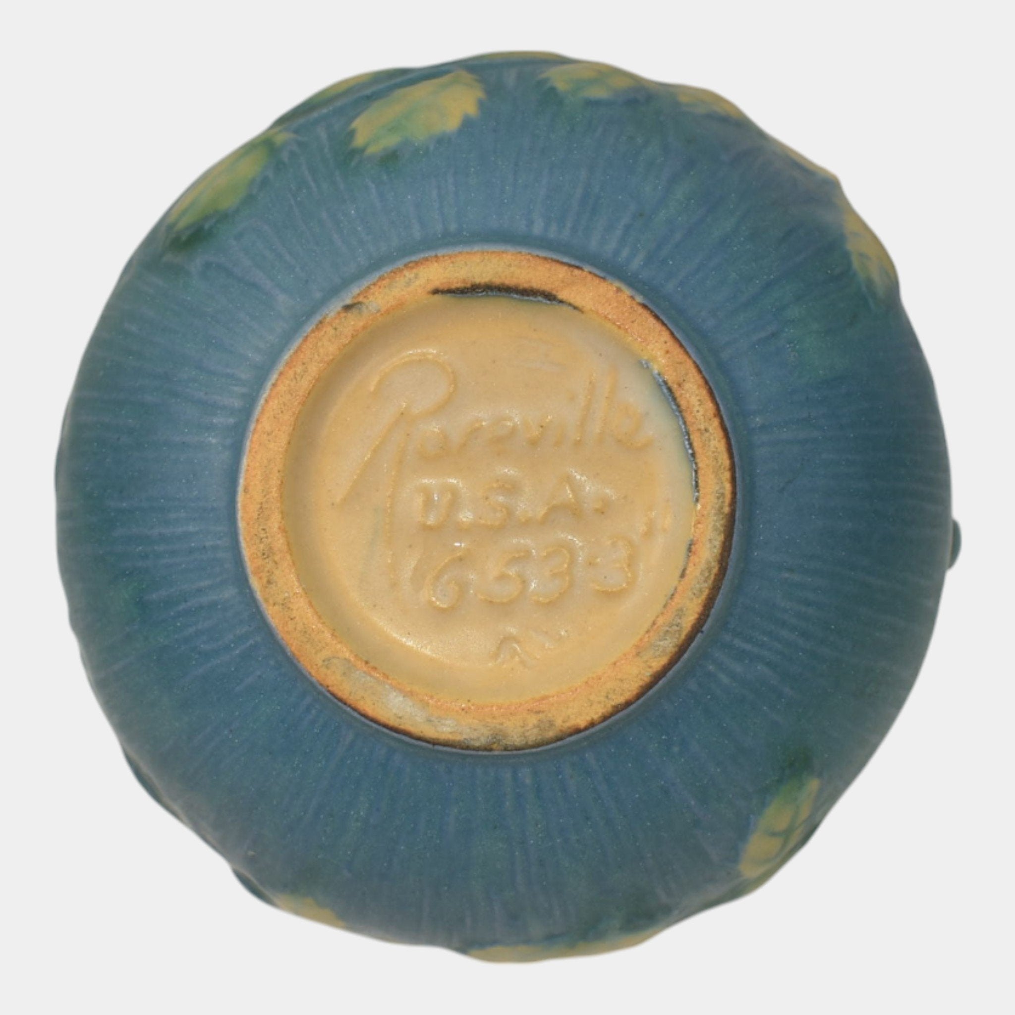 Roseville White Rose Blue 1940 Vintage Pottery Ceramic Jardiniere