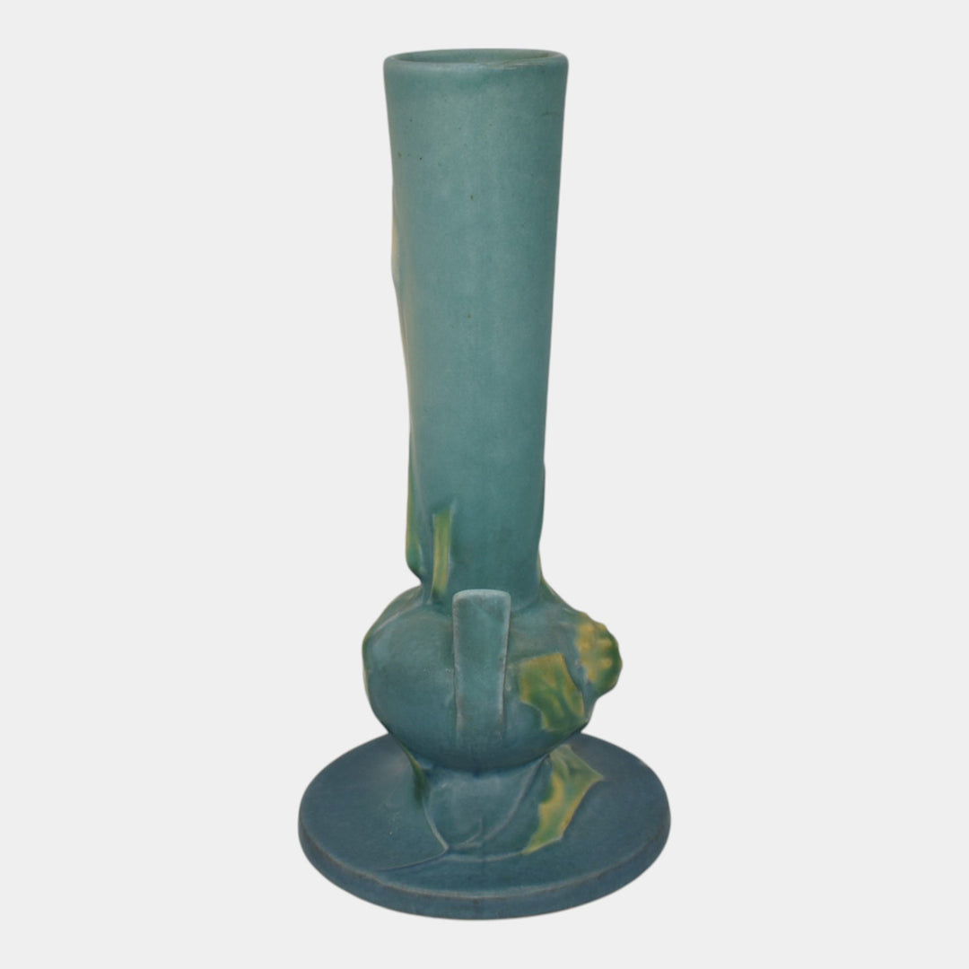 Roseville Thornapple Blue 1937 Vintage Art Deco Pottery Ceramic Bud Vase 813-7 - Just Art Pottery