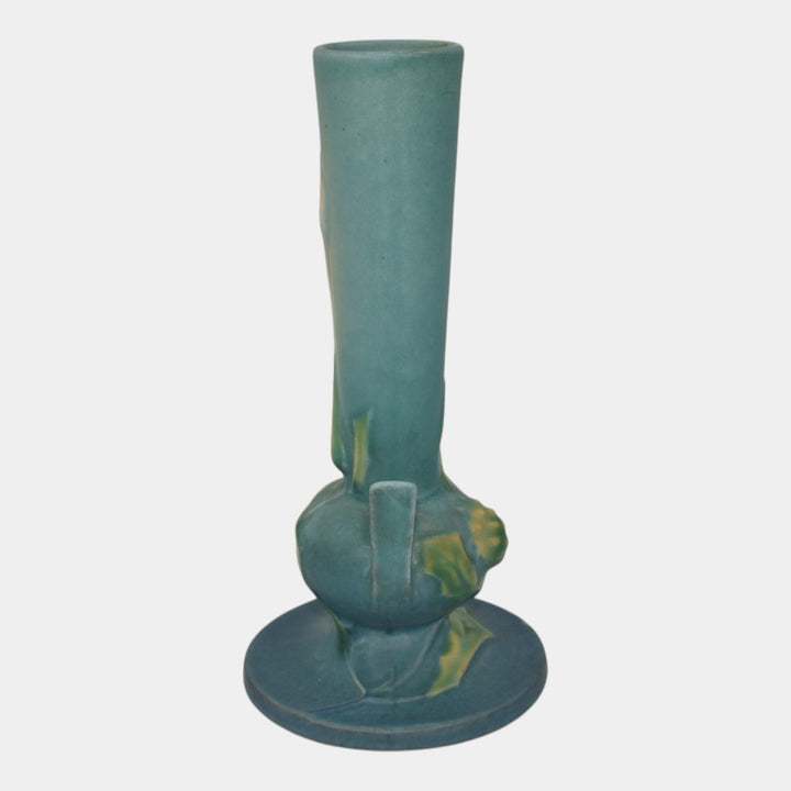 Roseville Thornapple Blue 1937 Vintage Art Deco Pottery Ceramic Bud Vase 813-7 - Just Art Pottery