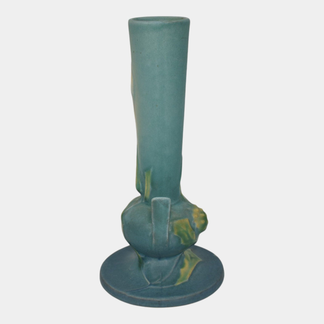 Roseville Thornapple Blue 1937 Vintage Art Deco Pottery Ceramic Bud Vase 813-7 - Just Art Pottery