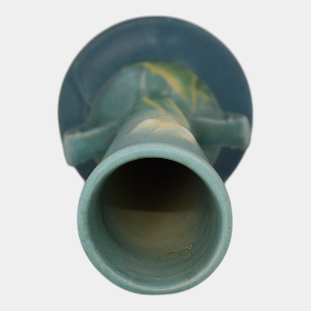Roseville Thornapple Blue 1937 Vintage Art Deco Pottery Ceramic Bud Vase 813-7 - Just Art Pottery